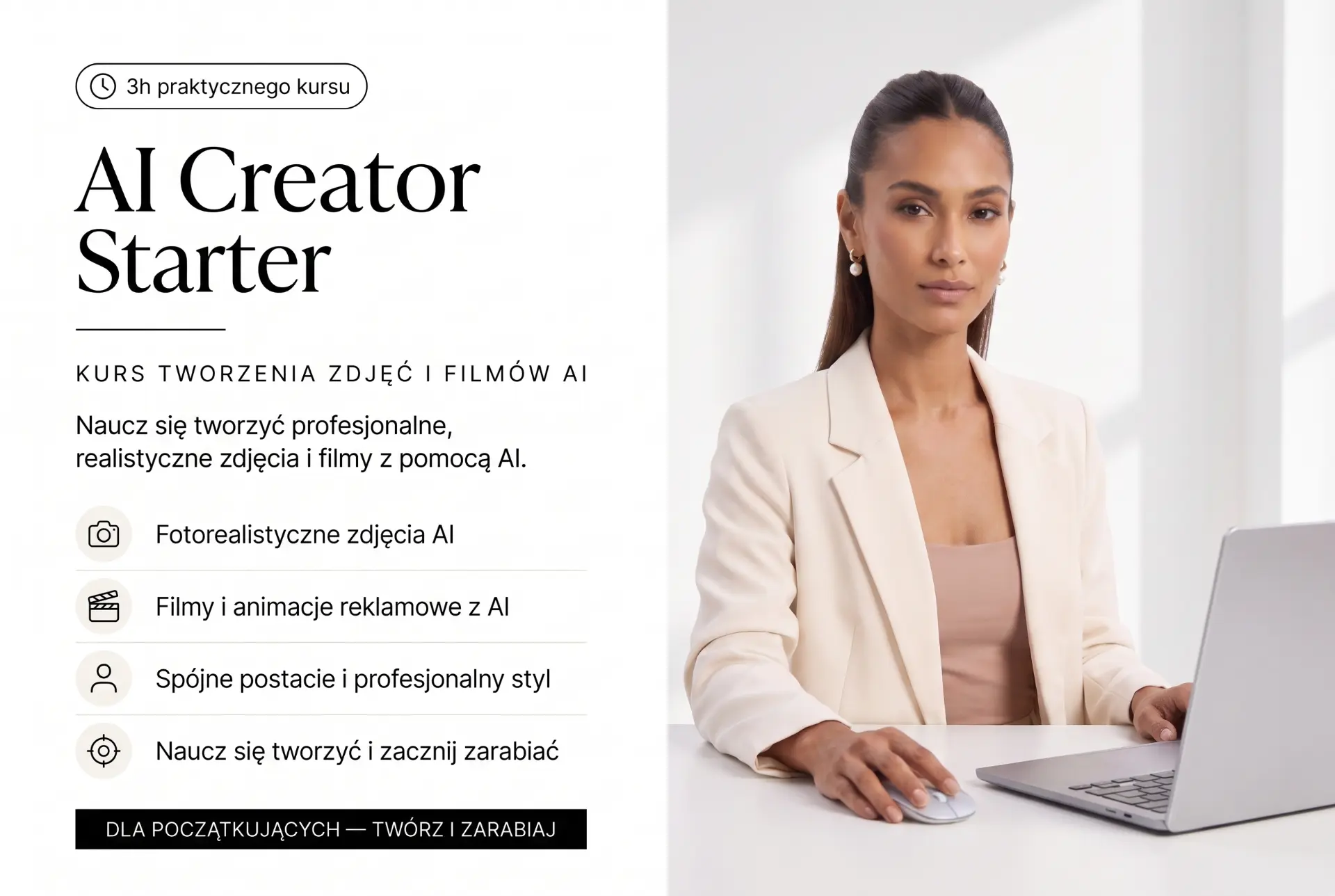 AI Creator Starter — kurs tworzenia zdjęć i filmów AI